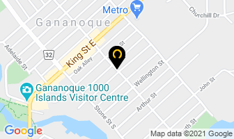 1000 Island Playhouse in Gananoque map