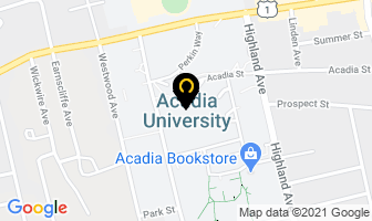 Acadia University in Wolfville map