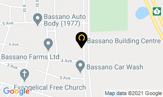 Bassano Building Centre Ltd in Bassano map