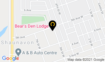Bear's Den Lodge in Shaunavon map