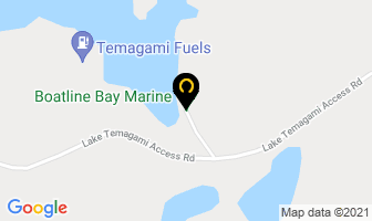 Boatline Bay Marine in Temagami map