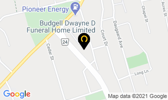Budgell Dwayne D Funeral Home Limited in Brantford map