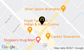 Century Billiards in Brampton map