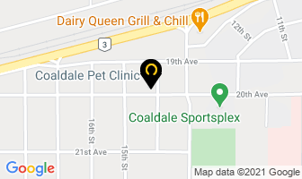 Coaldale Pet Clinic in Trail map