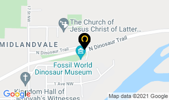 Fossil World Discovery Museum in Drumheller map