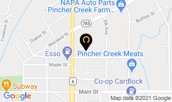 Fountain Tire in Pincher Creek map