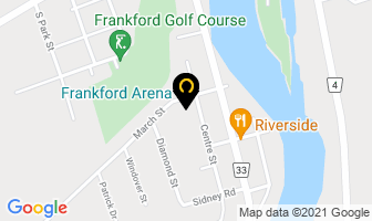 Frankford Arena in Quinte West map