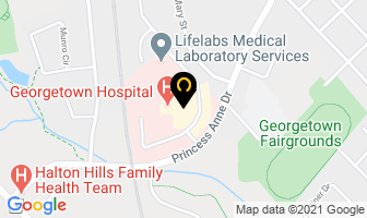 Georgetown Hospital in Halton Hills map
