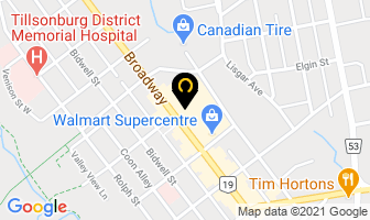 Gino's Pizza in Tillsonburg map