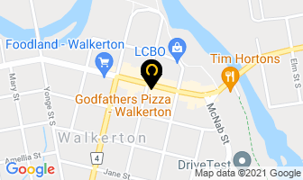Godfathers Pizza in Walkerton map