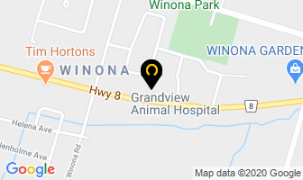 Grandview Animal Hospital in Hamilton map