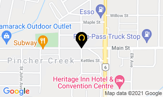 Greyhound Canada in Pincher Creek map