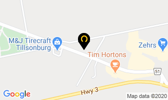 Haines Roofing in Tillsonburg map