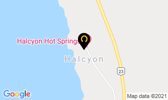 Halcyon Hot Springs in Nakusp map