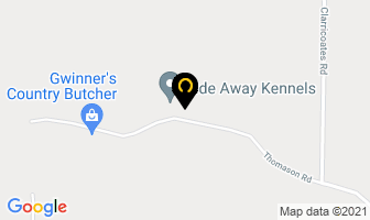 Hide Away Kennels in Kimberley map