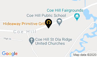 Hideaway Primitive Grill in Coe Hill map