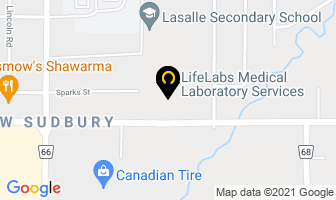 Lifelabs in Sudbury map