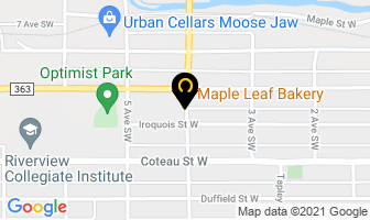 Maple Leaf Bakery in Moose Jaw map