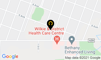 Mclurg High School in Wilkie map