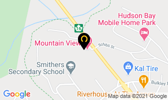 Mountain View Motel in Smithers map