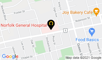 Norfolk General Hospital in Simcoe map