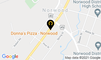 Norwood Pizza in Norwood map