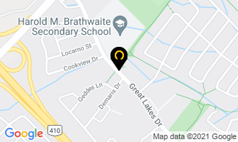 Peel District School Board Harold Brathwaite Secondary School in Brampton map