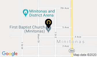 Pioneer First Baptist Lodge in Minitonas map