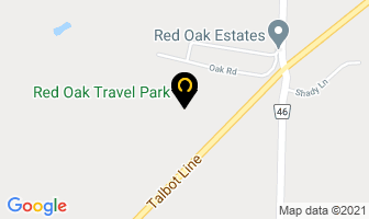 Red Oak Travel Park in Eden map