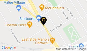 Royal Bank Branches - Ont East Area Office in Cornwall map