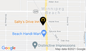 Salty's Drive Inn in Winnipeg Beach map