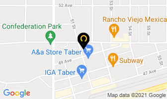 Sandy Hill Stock Farms in Taber map
