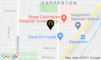 Sapperton Pensioners Hall in New Westminster map