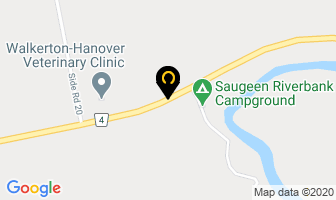 Saugeen Riverbank Campground in Walkerton map