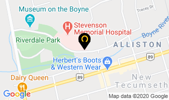 Stevenson Memorial Hospital in New Tecumseth map