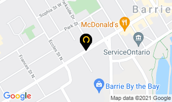 Sticky Fingers Bar Grill in Barrie map