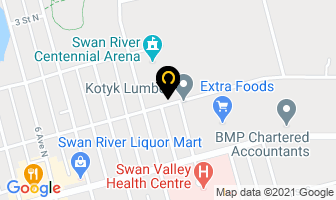 Swan River Curling Club in Swan River map