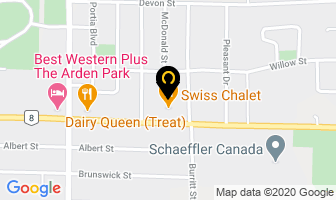 Swiss Chalet in Stratford map