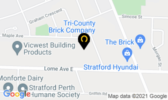 Tri-County Brick Company in Stratford map