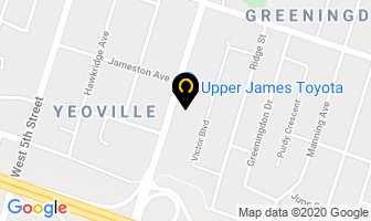 Upper James Toyota in Hamilton map