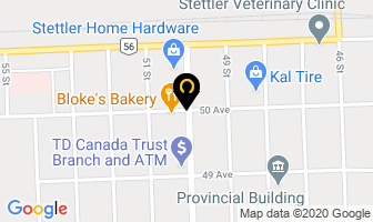 Vern's Barber Shop in Stettler map