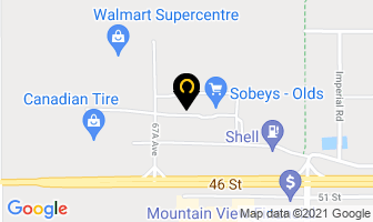 Warehouse One in Olds map