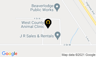 West County Animal Clinic in Beaverlodge map