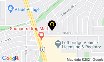 Woods Dispensary in Lethbridge map