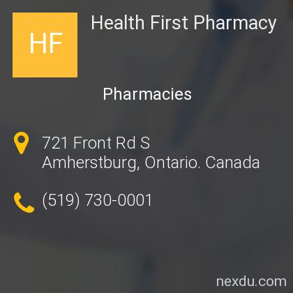 Health First Pharmacy In Amherstburg - Phones And Address