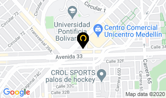Mapa de Inter-Col Trámites Internacionales en Medellín