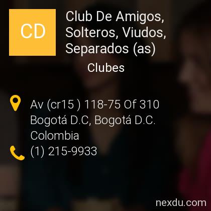 Club De Amigos, Solteros, Viudos, Separados (as) en Bogotá  - Teléfonos  y Dirección