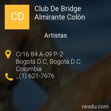 Club De Bridge Almirante Colòn en Bogotá  - Teléfonos y Dirección