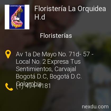 Floristería La Orquidea  en Bogotá  - Teléfonos y Dirección