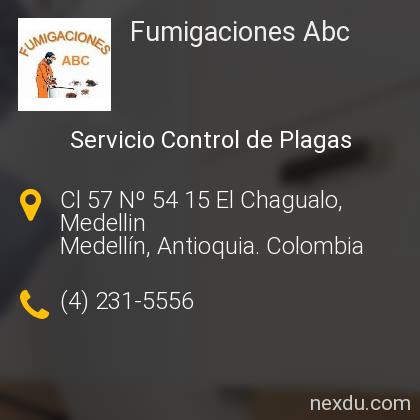 Fumigaciones Abc en Medellín Teléfonos Dirección